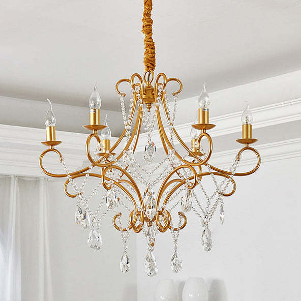 French Branch Candelabra Iron Crystal Chandelier