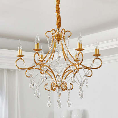 French Branch Candelabra Iron Crystal Chandelier