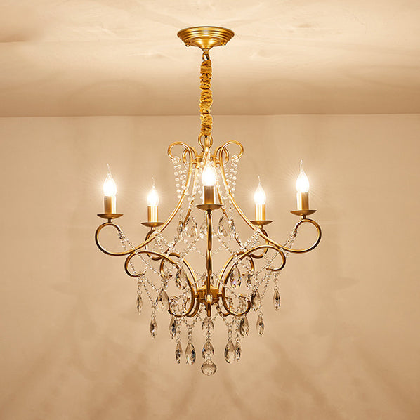French Branch Candelabra Iron Crystal Chandelier