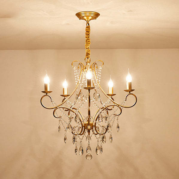 French Branch Candelabra Iron Crystal Chandelier