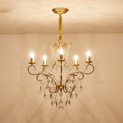 French Branch Candelabra Iron Crystal Chandelier