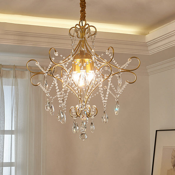 French Branch Candelabra Iron Crystal Chandelier