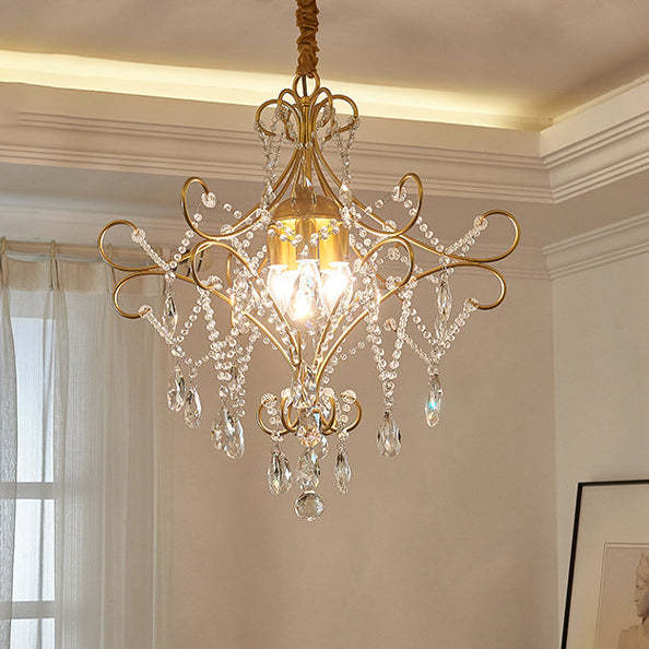 French Branch Candelabra Iron Crystal Chandelier