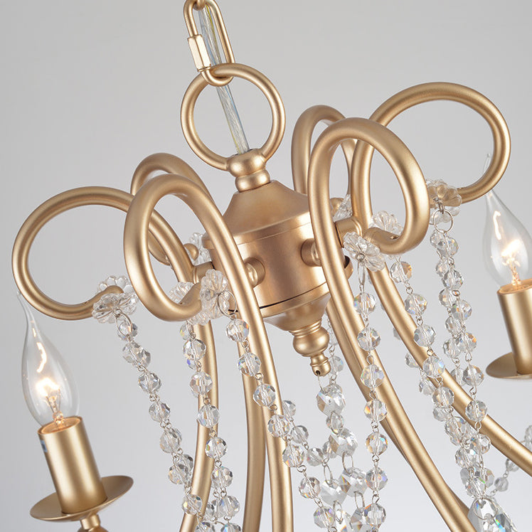 French Branch Candelabra Iron Crystal Chandelier