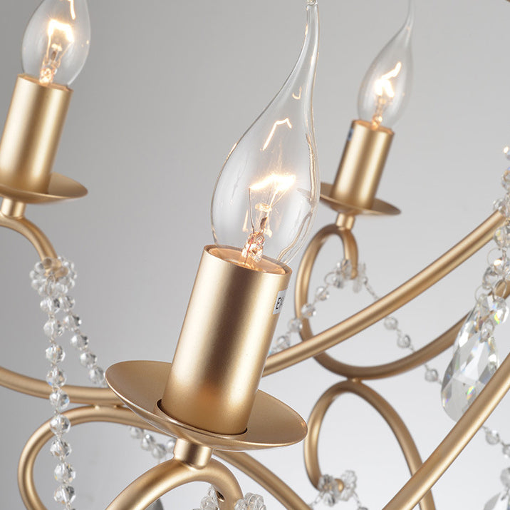 French Branch Candelabra Iron Crystal Chandelier