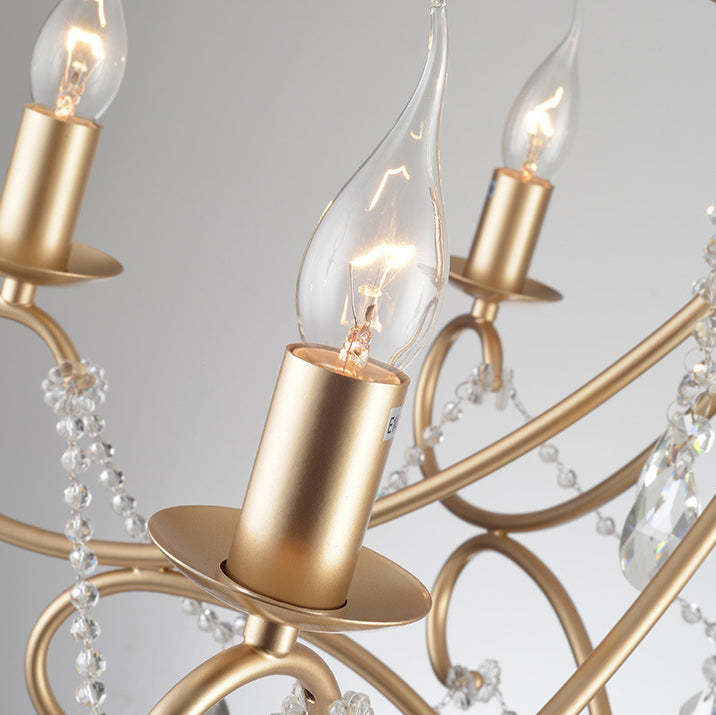 French Branch Candelabra Iron Crystal Chandelier