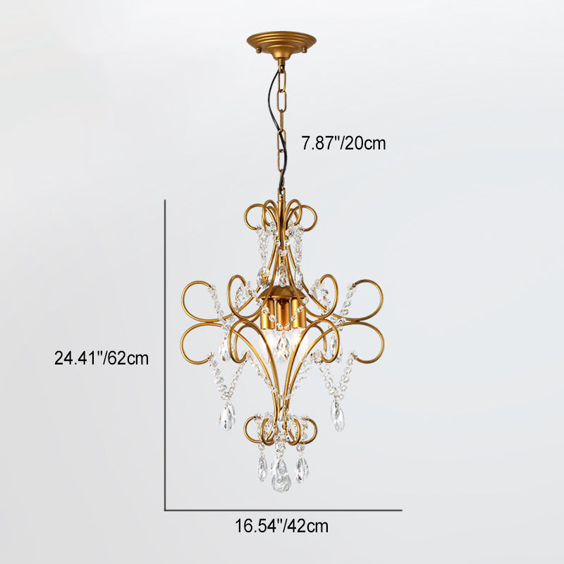 French Branch Candelabra Iron Crystal Chandelier
