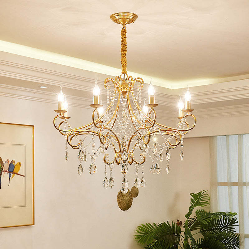 French Branch Candelabra Iron Crystal Chandelier