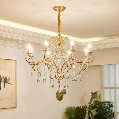 French Branch Candelabra Iron Crystal Chandelier