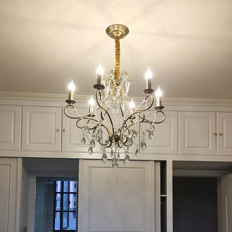 French Branch Candelabra Iron Crystal Chandelier