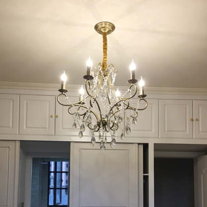 French Branch Candelabra Iron Crystal Chandelier