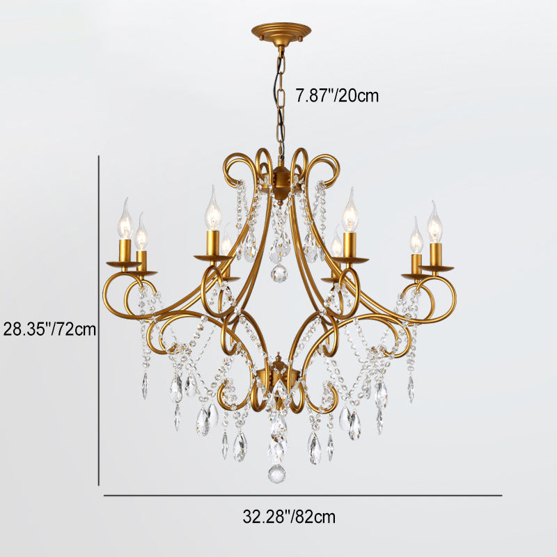 French Branch Candelabra Iron Crystal Chandelier