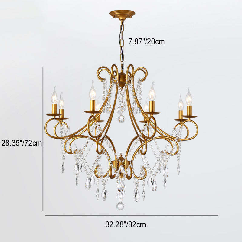 French Branch Candelabra Iron Crystal Chandelier
