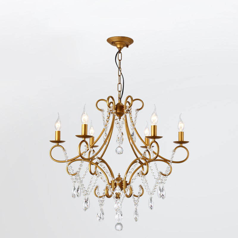 French Branch Candelabra Iron Crystal Chandelier