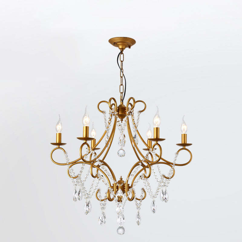 French Branch Candelabra Iron Crystal Chandelier