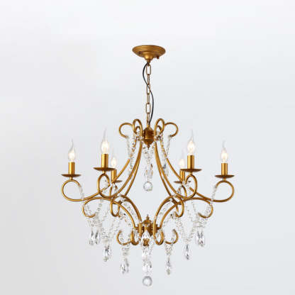 French Branch Candelabra Iron Crystal Chandelier
