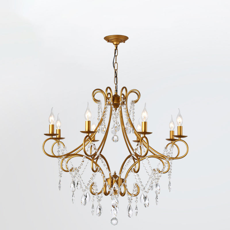 French Branch Candelabra Iron Crystal Chandelier