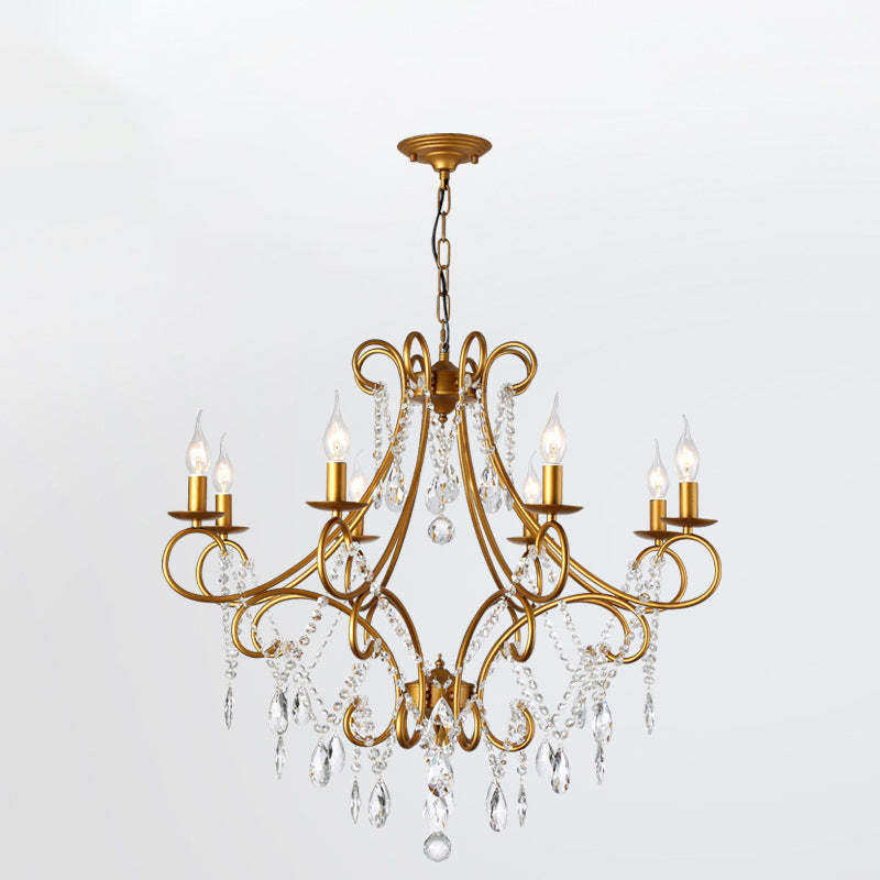 French Branch Candelabra Iron Crystal Chandelier