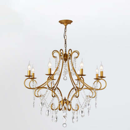 French Branch Candelabra Iron Crystal Chandelier