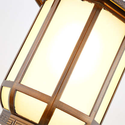 Chinese Round Lantern Aluminum Iron Glass Pendant Light — Gold / 220V-240V For UK/AU
