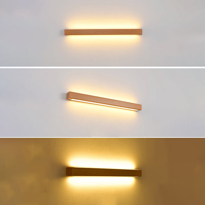 Japanese Simple Solid Wood Strip LED Sconce