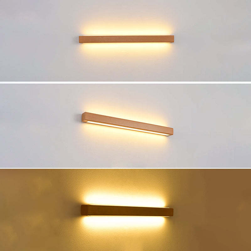 Japanese Simple Solid Wood Strip LED Sconce