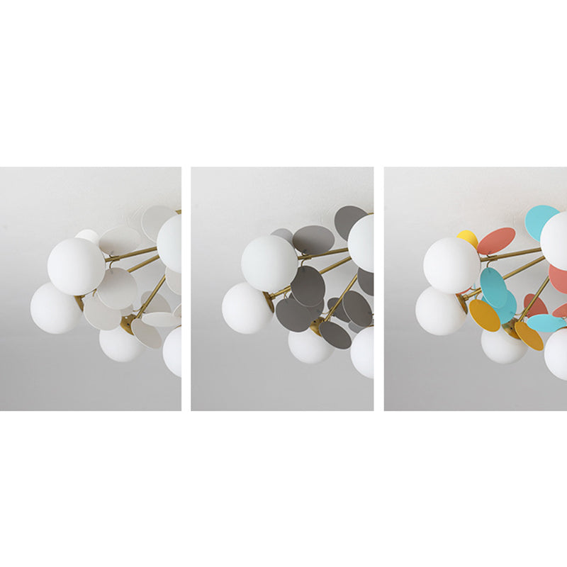 Branch Globe Metal Glass Acrylic Flush Ceiling Light
