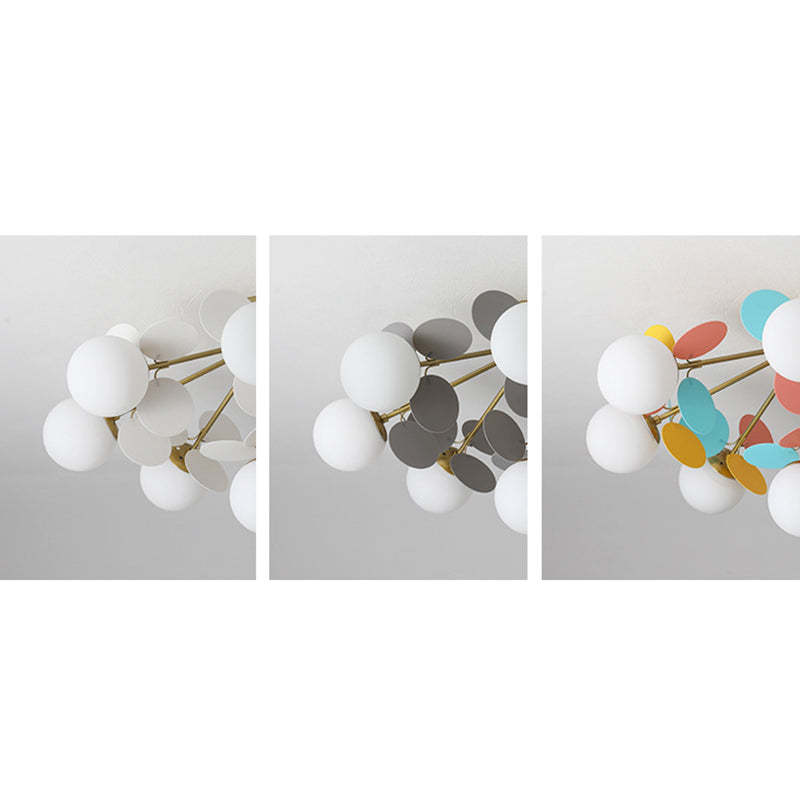 Branch Globe Metal Glass Acrylic Flush Ceiling Light