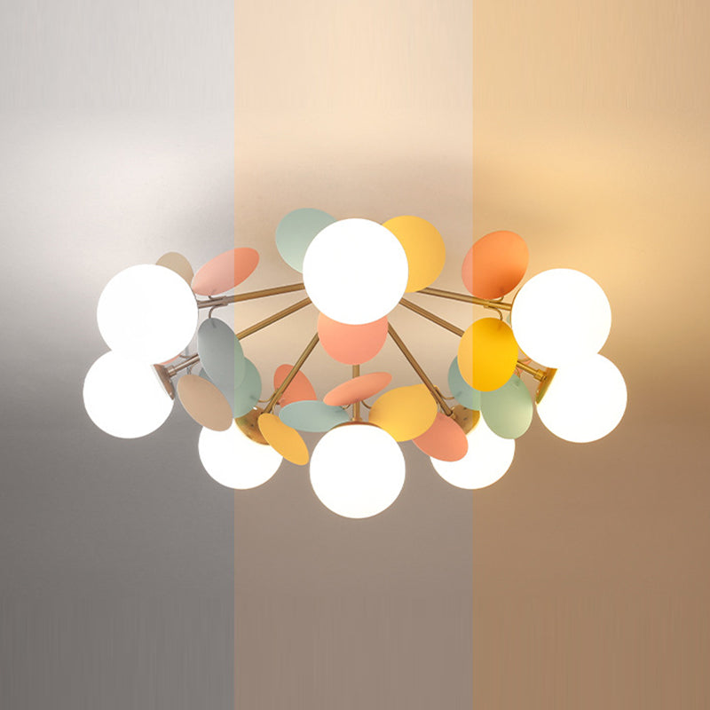 Branch Globe Metal Glass Acrylic Flush Ceiling Light