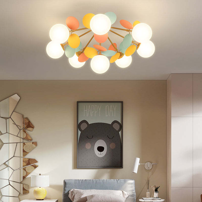 Branch Globe Metal Glass Acrylic Flush Ceiling Light