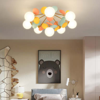 Branch Globe Metal Glass Acrylic Flush Ceiling Light