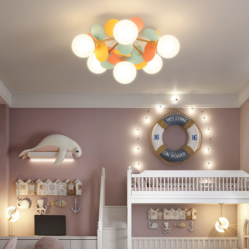 Branch Globe Metal Glass Acrylic Flush Ceiling Light