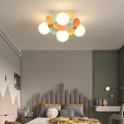 Branch Globe Metal Glass Acrylic Flush Ceiling Light