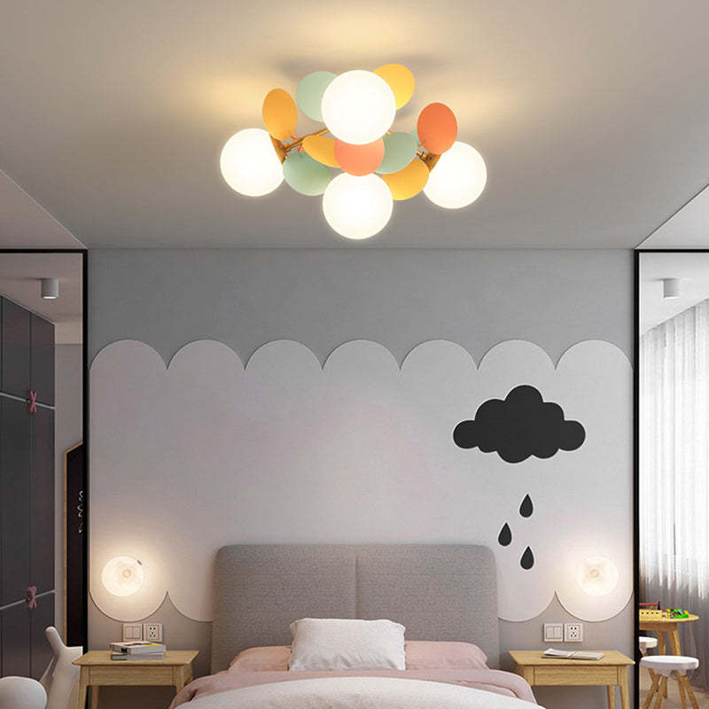 Branch Globe Metal Glass Acrylic Flush Ceiling Light