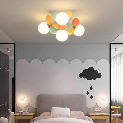 Branch Globe Metal Glass Acrylic Flush Ceiling Light