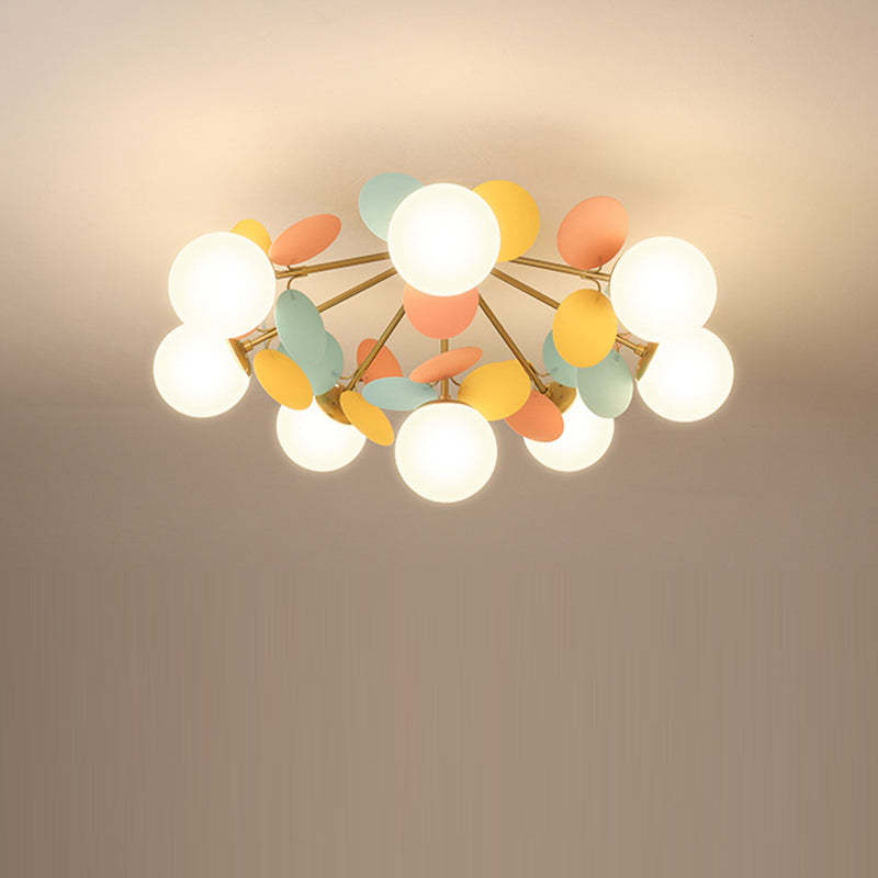 Branch Globe Metal Glass Acrylic Flush Ceiling Light