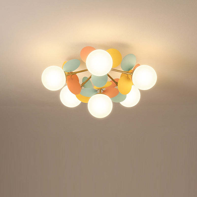 Branch Globe Metal Glass Acrylic Flush Ceiling Light