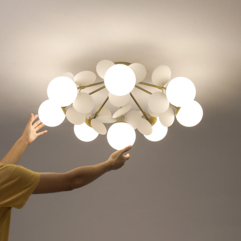Branch Globe Metal Glass Acrylic Flush Ceiling Light