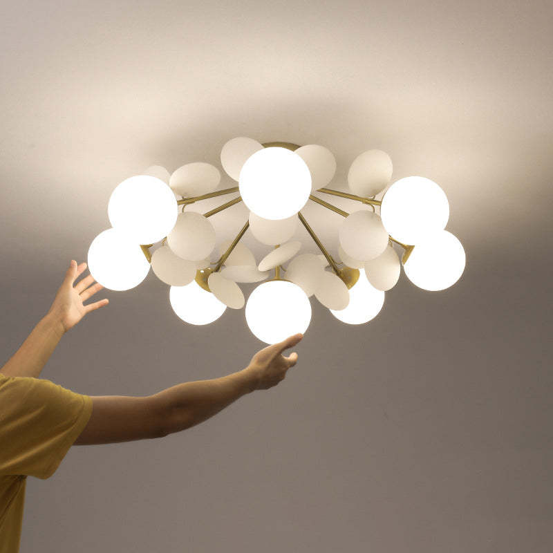 Branch Globe Metal Glass Acrylic Flush Ceiling Light