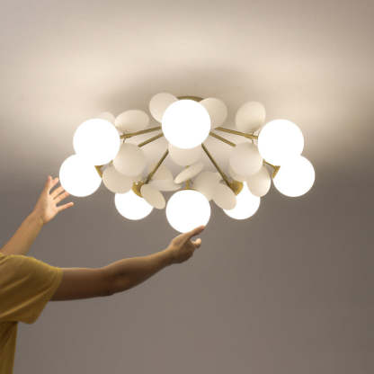Branch Globe Metal Glass Acrylic Flush Ceiling Light