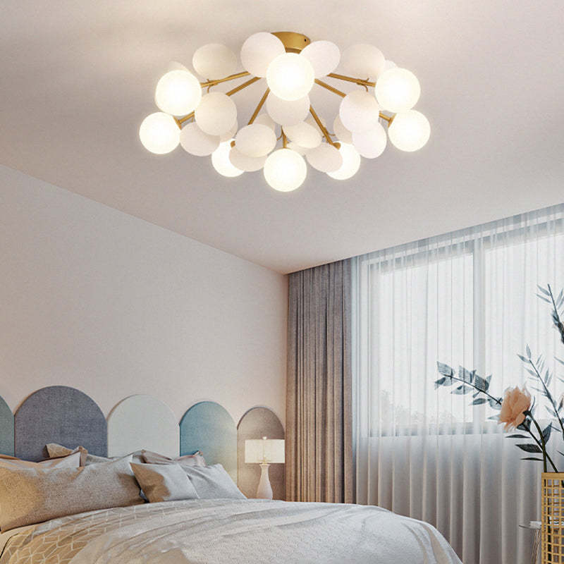 Branch Globe Metal Glass Acrylic Flush Ceiling Light