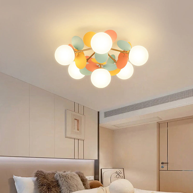 Branch Globe Metal Glass Acrylic Flush Ceiling Light