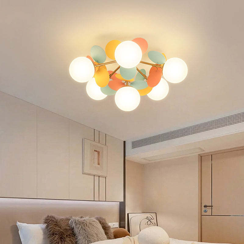 Branch Globe Metal Glass Acrylic Flush Ceiling Light