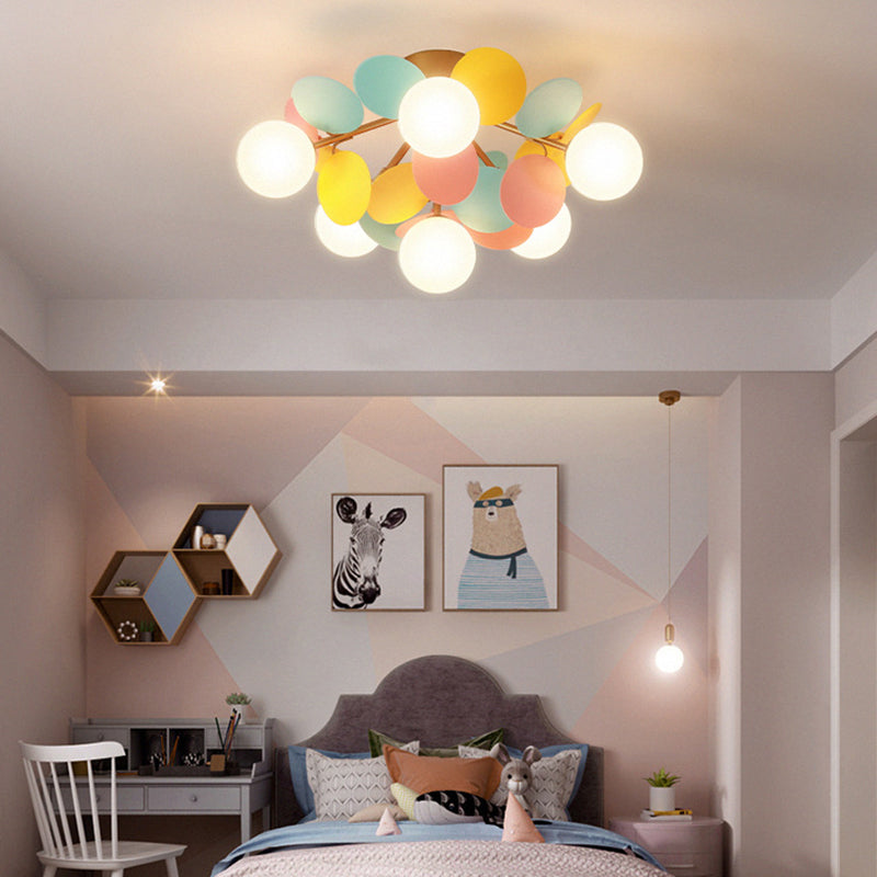 Branch Globe Metal Glass Acrylic Flush Ceiling Light