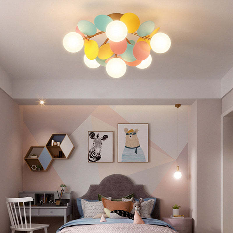Branch Globe Metal Glass Acrylic Flush Ceiling Light