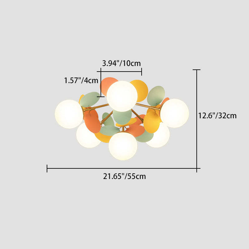 Branch Globe Metal Glass Acrylic Flush Ceiling Light