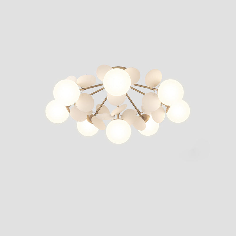 Branch Globe Metal Glass Acrylic Flush Ceiling Light