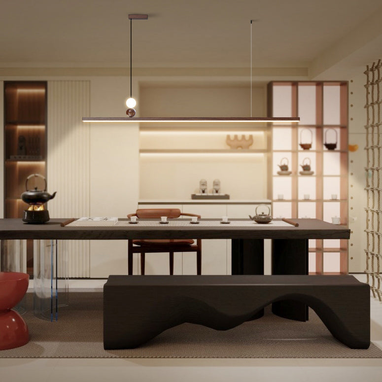 Walnut minimalist island chandeliers — 35.43" W x 47.24" L x 0.79" H / Natural White (4000K) / 220V-240V (UK/AU)