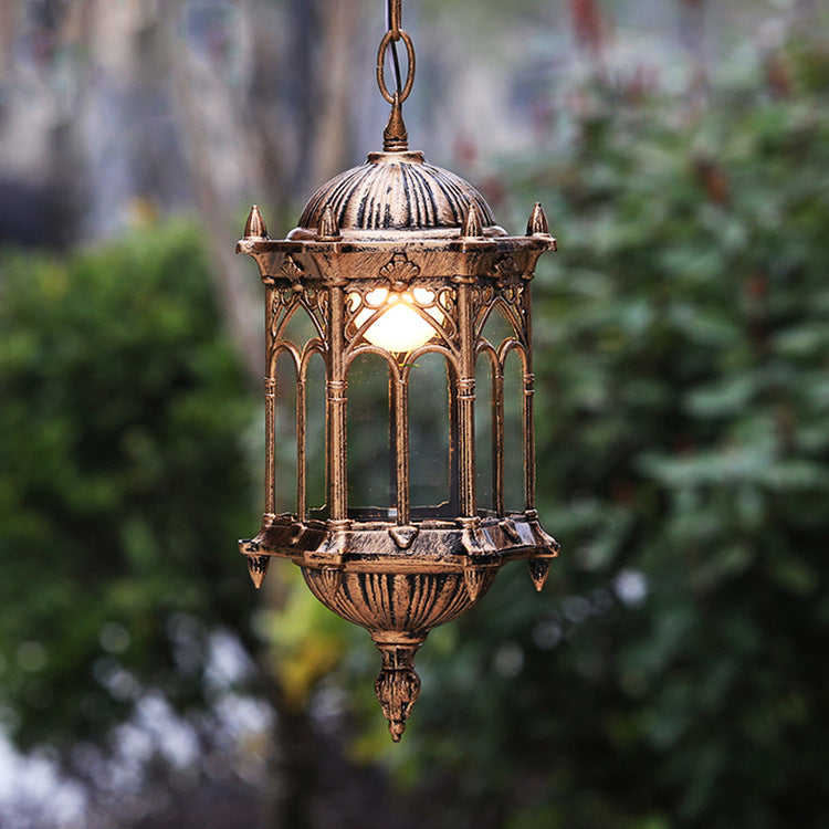Vintage Hexagonal Column Palace Aluminum Pendant — Black / 220V-240V For UK/AU