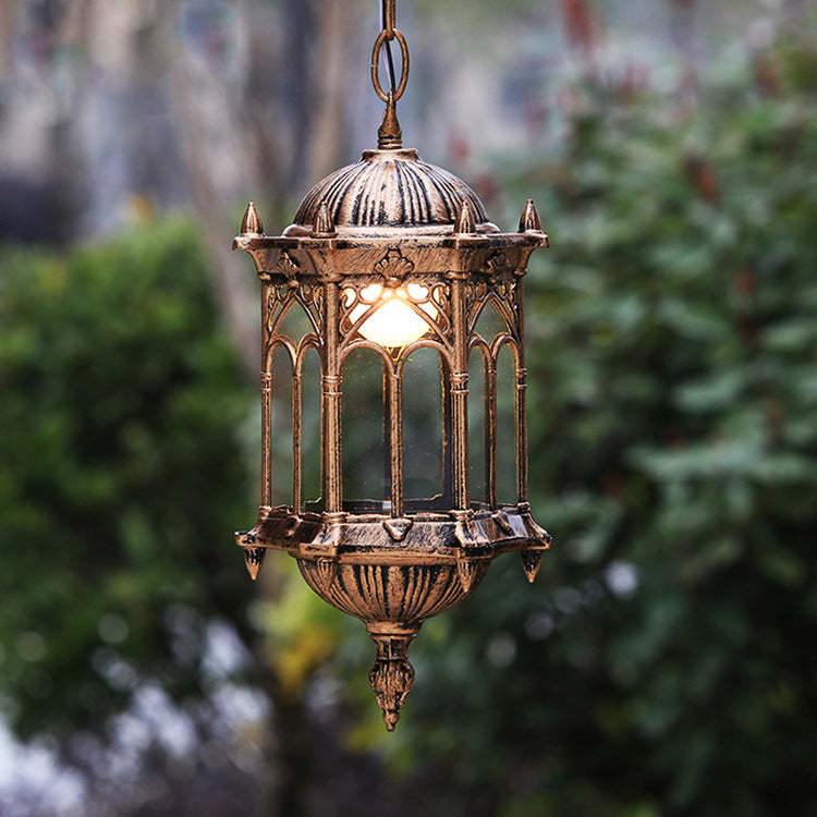 Vintage Hexagonal Column Palace Aluminum Pendant — Black / 220V-240V For UK/AU